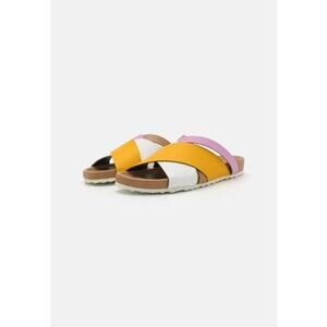 Pierre Hardy Alpha Cross Flat Sandal in Calf Cappucino Multicolor 36